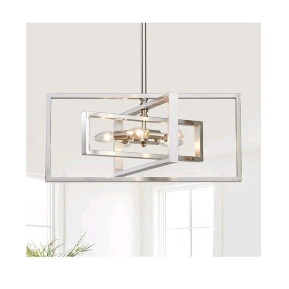 5 Light Modern Brushed Nickel Chandelier 22-in Semi Flush Mount Ceiling Light... - Picture 1 of 10